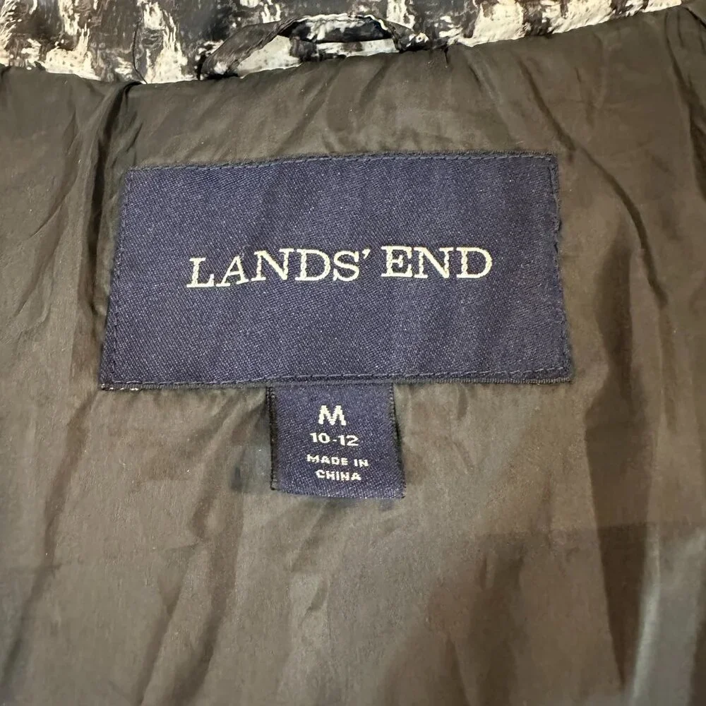 Land's End Black and White Dragon Tooth Down Filled Puffer jacket, size M, 10-12 - Picture 6 of 9